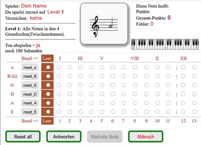 Screenshot Noten am Griffbrett